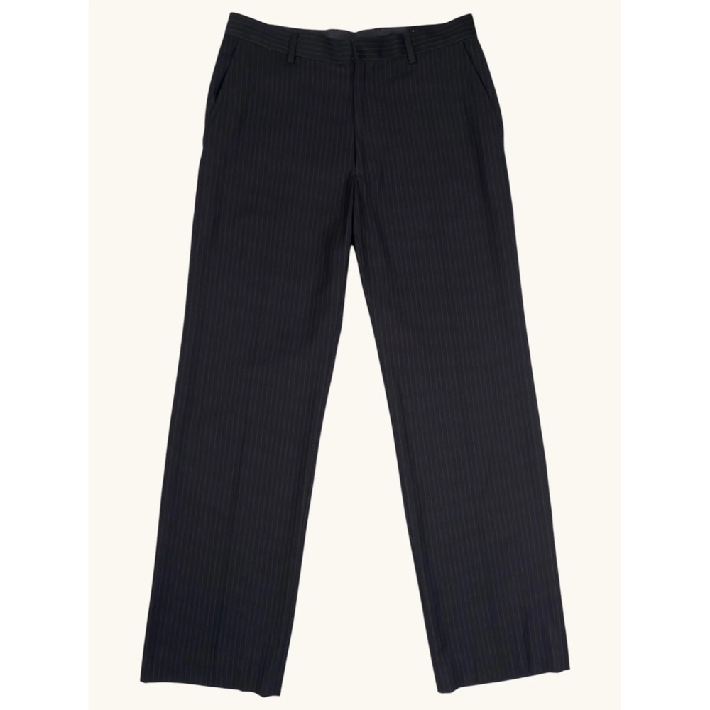 Axcess Claiborne Mens Pinstripe Dress Pants 30x30 Navy Blue Flat Front Trousers